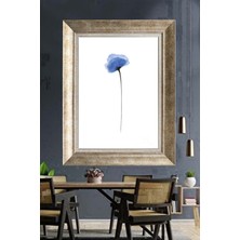 Tablore Minimalist Mavi Çiçek Çerçeveli Kanvas Tablo Botanik Suluboya Doku Duvar Dekoru