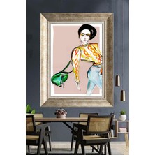 Tablore Modern Moda Illüstrasyonu Şık Kadın Çerçeveli Kanvas Tablo Modern Duvar Dekoru