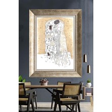 Tablore Gustav Klimt Öpücük Minimalist Çizim Çerçeveli Kanvas Tablo