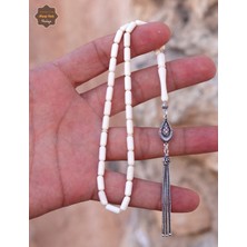 Midyat Nurtaş Gümüş Gümüş Püsküllü Ince Kapsül Kesim Orijinal Fil Dişi Tesbih 201025858