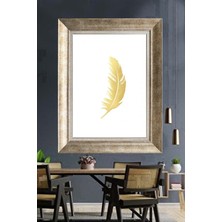 Tablore Minimalist Altın Tüy Illüstrasyon Çerçeveli Kanvas Tablo Modern Iskandinav Duvar Dekoru