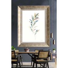 Tablore Suluboya Soft Yaprak Çerçeveli Tablo Minimalist Iskandinav Botanik Duvar Dekoru Yatak Odası Tablosu
