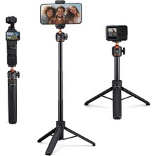 Trendexa MS62 65 cm Üç Ayaklı Selfie Çubuğu ve Tripod, 1/4" Bağlantılı; Iphone, Djı Osmo 360 ve Osmo Action 5 Pro Uyumlu