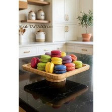 Trendexa Doğal Ahşap Kare Ayaklı Sunumluk Ikramlık Stand 17X17 cm