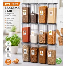 St. Morritz Etiketli Mega Boy Kapaklı 12'li Erzak Saklama Kabı Seti 1750 ml