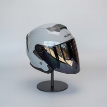 Scharf 528 Siyah Vizörlü Yarım Motosiklet Kaskı - Güneş Camlı Açık Kask (Nardo Gri)