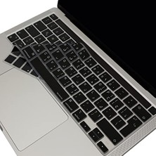 Trendexa MacBook Pro Arapça Klavye Koruyucu Uk Iso Ters L Enter A2338 M1 M2 A2251 A2289 A2141 Uyumlu Silikon Keyboard Cover Touch Bar Siyah