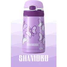 Shamobo Yeni Seri 350ML Yumuşak Silikon Pipetli Kilitlenebilir Kapaklı Mini Kulplu 16X7CM Ölçülü Çok Katmanlı Paslanmaz Çelik Çocuk Okul Termos Suluğu Matarası 6 Saat Sıcak ve Soğuk Bpa Yok Koku Yok