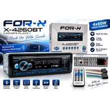 For-X Teyp – For-X X-4260BT Teyp - Çift Amfi Çıkışlı ,  4X60W , Bluetoothlu , 7 Renk Oto Teyp