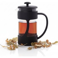 Trendexa Filtre; 350 ml French Press Kahve ve Bitki Çayı Demleme Kupası | Metal Filtreli, Isıya Dayanıklı, Portatif Siyah Demlik| Iç Hazne Sert Kristal Mikadandır Cam Değildir