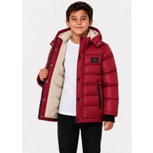 5-14 Yaş Erkek-Kız Çocuk Içi Peluşlu Kapüşonlu Fermuarlı Çıtçıtlı Çıkma Kapüşonlu Şişme Kışlık Mont