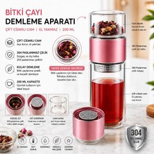 aldım geldim 200ML Çift Katlı El Yakmayan Isıyı Içinde Tutan Cam Bardak Detox Bitki Çayı Ihlamur Demliği