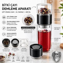 aldım geldim 200ML Çift Katlı El Yakmayan Isıyı Içinde Tutan Cam Bardak Detox Bitki Çayı Ihlamur Demliği
