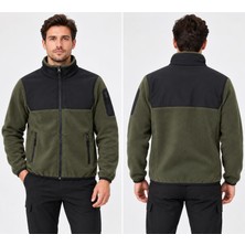 D-Star Erkek Polar Softshell Mont Haki Siyah Outdoor Spor Mont Fermuarlı Dik Yaka Günlük Rahat Kalıp Mont