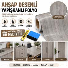 Niks Home Gri Ahşap Desenli Yapışkanlı Kaplama Kağıt Su Geçirmez 200 cm x 45 cm Mutfak Tezgahı Için Dayanıklı