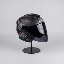 Scharf 528 Siyah Vizörlü Yarım Motosiklet Kaskı - Güneş Camlı Açık Kask (G1)