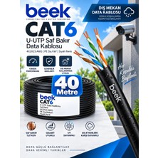 Beek Cat6 40 Metre U-Utp Saf Bakır Dış Mekan Ağ İnternet Kablosu 4X2X23 Awg Pe Siyah Renk