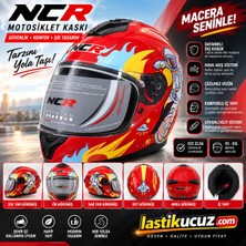 Ncr Junior Çocuk Kaskı 802 (Ece-22.06) Space Kırmızı Grafik