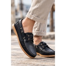 Liarca Marin Boat Shoe, %100 Hakiki Deri Siyah Bej Kauçuk Taban Erkek Boat Shoe Mokasen Laofer Casual Aayakkabı