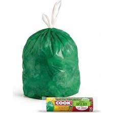 Trendexa Büzgülü Orta Boy Çöp Torbası 55 x 57 Cm, 30 Yaprak, Çam Kokulu, Yeşil