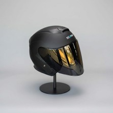 Scharf 528 Siyah Vizörlü Yarım Motosiklet Kaskı - Güneş Camlı Açık Kask (Mat Siyah)