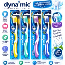 Dynamic Diş Fırçası 4’lü Set – Orta Sertlik Medium, Çapraz Kıllı, Diş Eti Masajlı Ergonomik Diş Fırçası