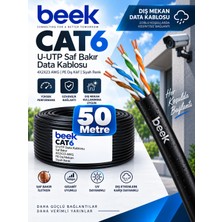 Beek Cat6 50 Metre U-Utp Saf Bakır Dış Mekan Ağ İnternet Kablosu 4X2X23 Awg Pe Siyah Renk