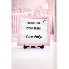 St. Morritz Mesaj Panosu Pembe Kaplama Ahşap Çerçeveli 148 Türkçe Karakterli Siyah Harf Setli Yazı Tahtası