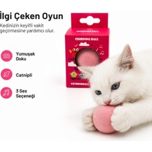 Trendexa Pembe Catnipli Interaktif Kedi Topu; Sesli, Pilli ve Dokununca Çalışan