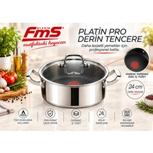 Fms Platin Pro | Çizilmez | 24 cm Derin Tencere | Indüksiyon Uyumlu | Yanmaz Yapışmaz