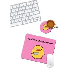 Trendexa Bela Ördek Bilgisayarıma Dokunma Mouse Pad ve Bardak Altlığı Seti