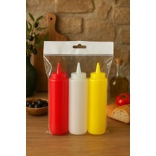 Trendexa 330 ml Sızdırmaz Kapaklı Yağlık ve Sosluk, 3'lü Kırmızı Sarı Beyaz Set