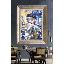 Tablore Soyut Balerin Yağlı Boya Görünümlü Çerçeveli Tablo Modern Dans Temalı Duvar Dekoru Yatak Odası ve Salon Tablosu