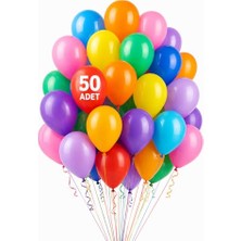 Trendexa Renkli Balon 50'li Karışık Renk Parti Doğum Günü Kutlama Özel Günler