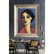 Tablore Yağlı Boya Dokulu Modern Kadın Portresi Çerçeveli Kanvas Tablo
