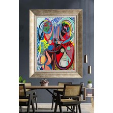 Tablore Picasso Tarzı Soyut Kadın Portresi Çerçeveli Tablo Kübist Renkli Duvar Dekoru Modern Salon Tablosu