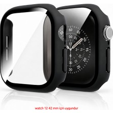 Alan Tech Apple Watch Series 12 42MM Uyumlu Tam Kaplama Ekran Koruyucu Kılıf Şeffaf Camlı Watch Koruma
