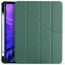 Trendexa iPad 7. 8. 9. Nesil 10.2" Tablet Kılıfı, Kalem Bölmeli, Uyku Modlu, Katlanır Tri Folding Stand, Koyu Yeşil