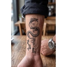 Trendexa Ejderha ve Koi Balığı Desenli Orta Boy Geçici Dövme Tattoo | 1 Dakikada Dövme Sahibi Ol