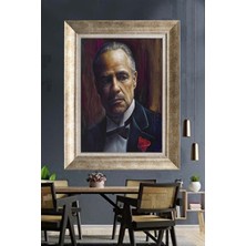 Tablore The Godfather Baba Filmi Yağlı Boya Dokulu Çerçeveli Kanvas Tablo Maskülen Ofis Duvar Dekoru