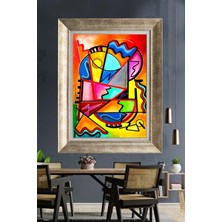 Tablore Soyut Geometrik Illüstrasyon Çerçeveli Kanvas Tablo Canlı Renkli Pop Art Duvar Dekoru