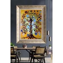 Tablore Mavi Kuşlu Hayat Ağacı Çerçeveli Tablo Modern Renkli Canvas Duvar Dekoru Salon ve Çocuk Odası Tablosu