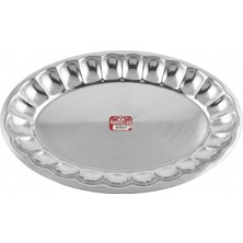 Emrullah Rostfrei Paslanmaz Çelik Dilimli Kayık Tabak No:5 Jumbo Boy 37,00X25,50 cm Aile Boyu Meyve Tabağı