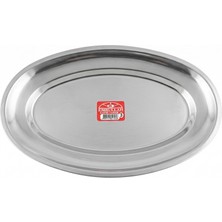 Emrullah Rostfrei Paslanmaz Çelik Düz Kayık Tabak No:3 Büyük Boy 28,00X16,50 cm 2'li Iskender Adana Kebap Tabağı
