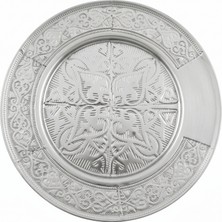 Emrullah Rostfrei Paslanmaz Çelik Tatlı Tabağı 17 cm Desenli Lüks 6'lı (6 Adet) Sofra Kahvaltı Servis Tabağı