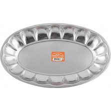 Emrullah Rostfrei Paslanmaz Çelik Dilimli Kayık Tabak No:3 Büyük Boy 28,00X16,50 cm 2'li Iskender Adana Kebap Tabağı