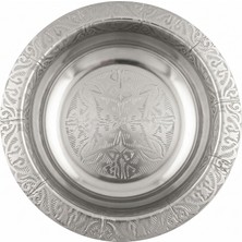 Emrullah Rostfrei Paslanmaz Çelik Derin Salata Tabağı 20 cm Desenli Lüks 6'lı (6 Adet) Meze Kase Sofra Tabağı