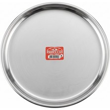 Emrullah Rostfrei Paslanmaz Çelik Düz Tabak No:4 Ø21,50 cm Yuvarlak Sofra Kahvaltı Servis Tabağı