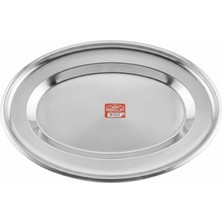 Emrullah Rostfrei Paslanmaz Çelik Düz Kayık Tabak No:5 Jumbo Boy 37,00X25,50 cm Aile Boyu Meyve Tabağı