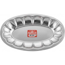 Emrullah Rostfrei Paslanmaz Çelik Dilimli Kayık Tabak No:2 Orta Boy 22,90X13,40 cm Iskender Adana Kebap Tabağı